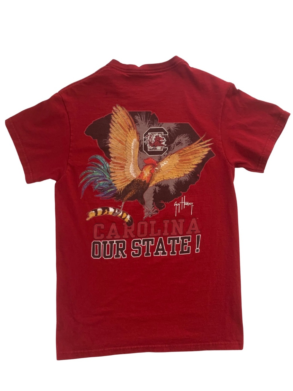 Guy Harvey Red Short Sleeve Carolina Logo Tee S Collegiate Sporty